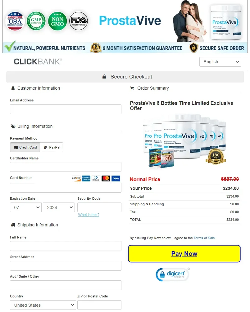 Prostavive order page